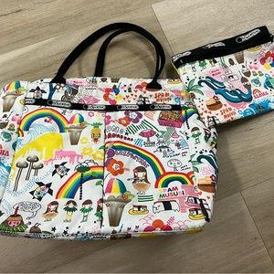 LeSportSac brand Hawaii style tote & mini purse